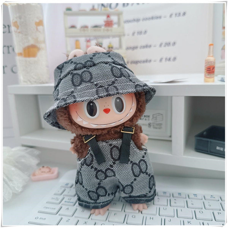 First and Second Generation Labubu Baby Clothes 17cm Labubu Sitting Party Labubu Clothes Bow Hat Overalls