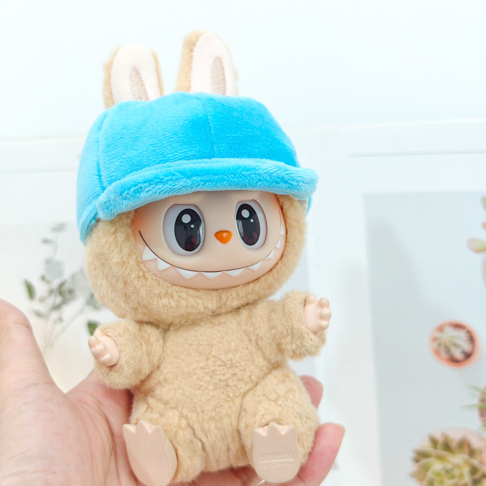 Labubu Doll Outfit - Bunny Pink & Cloud Blue Sweatshirt with Peaked Cap & Accessories