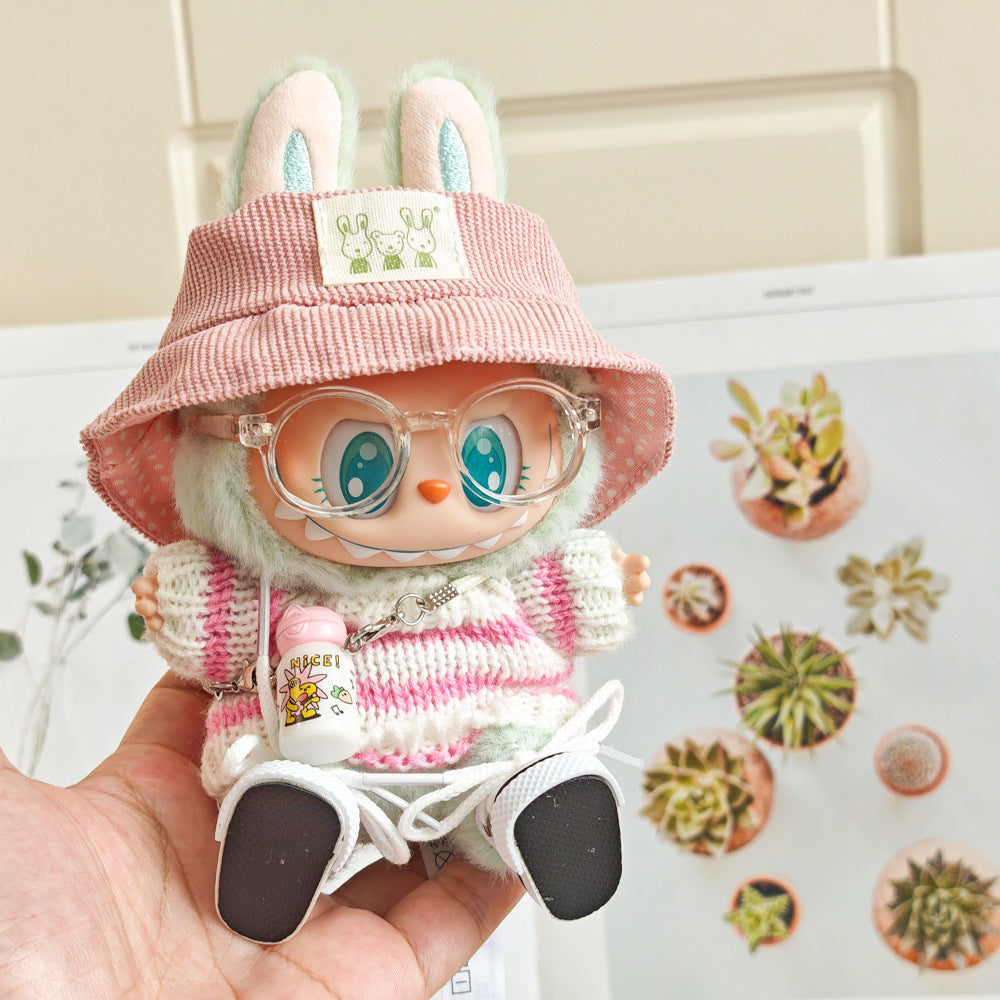 Clothing Only: First, Second, and Third Generation Blind Box Labubu Pendant Clothing, Sitting Labubu Party Doll Pink Sweater