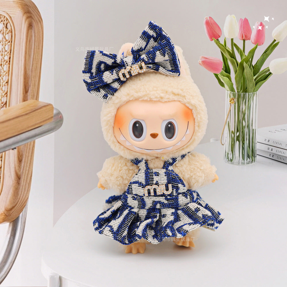Labubu Doll Princess Dress Set with Bow - Mini Outfit for 10cm & 17cm Dolls