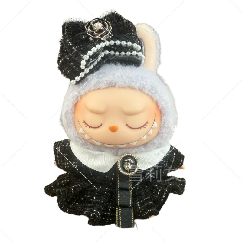 Labubu Doll Outfit - 17cm Baby Clothes with Straw Hat & Sling Dress