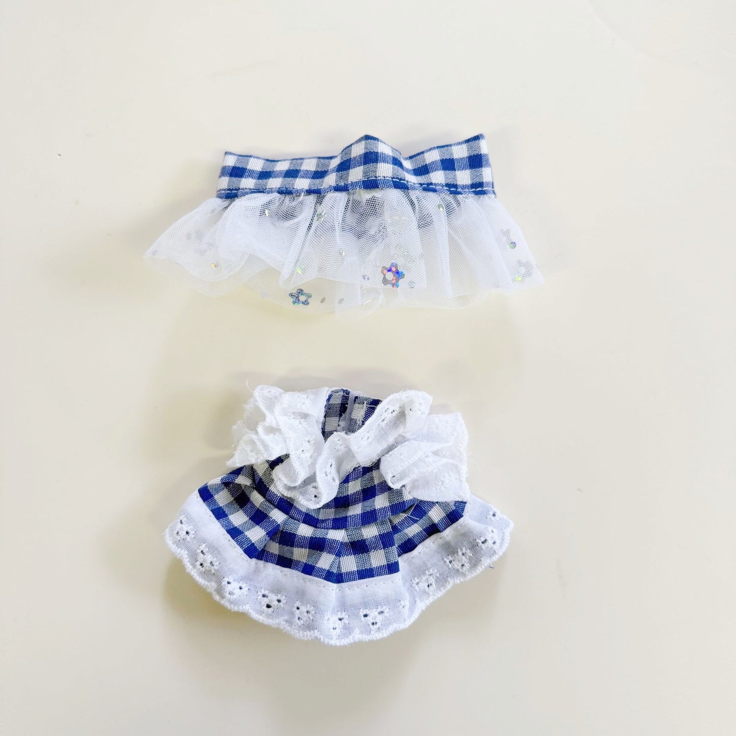First, Second and Third Generation Blind Box Labubu Clothing Pendant Labubu Replacement Blue Plaid Lace Dress Lace Hat