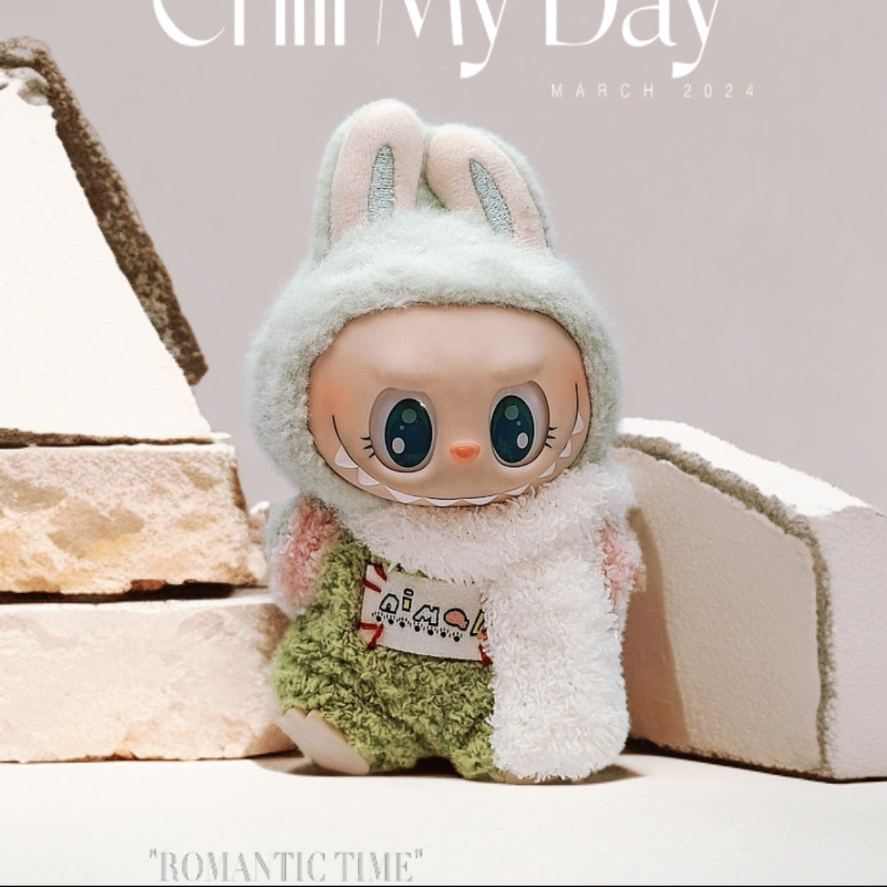 Labubu Doll Outfit Set for 17cm Vinyl Doll - Pink Hat & Sunglasses