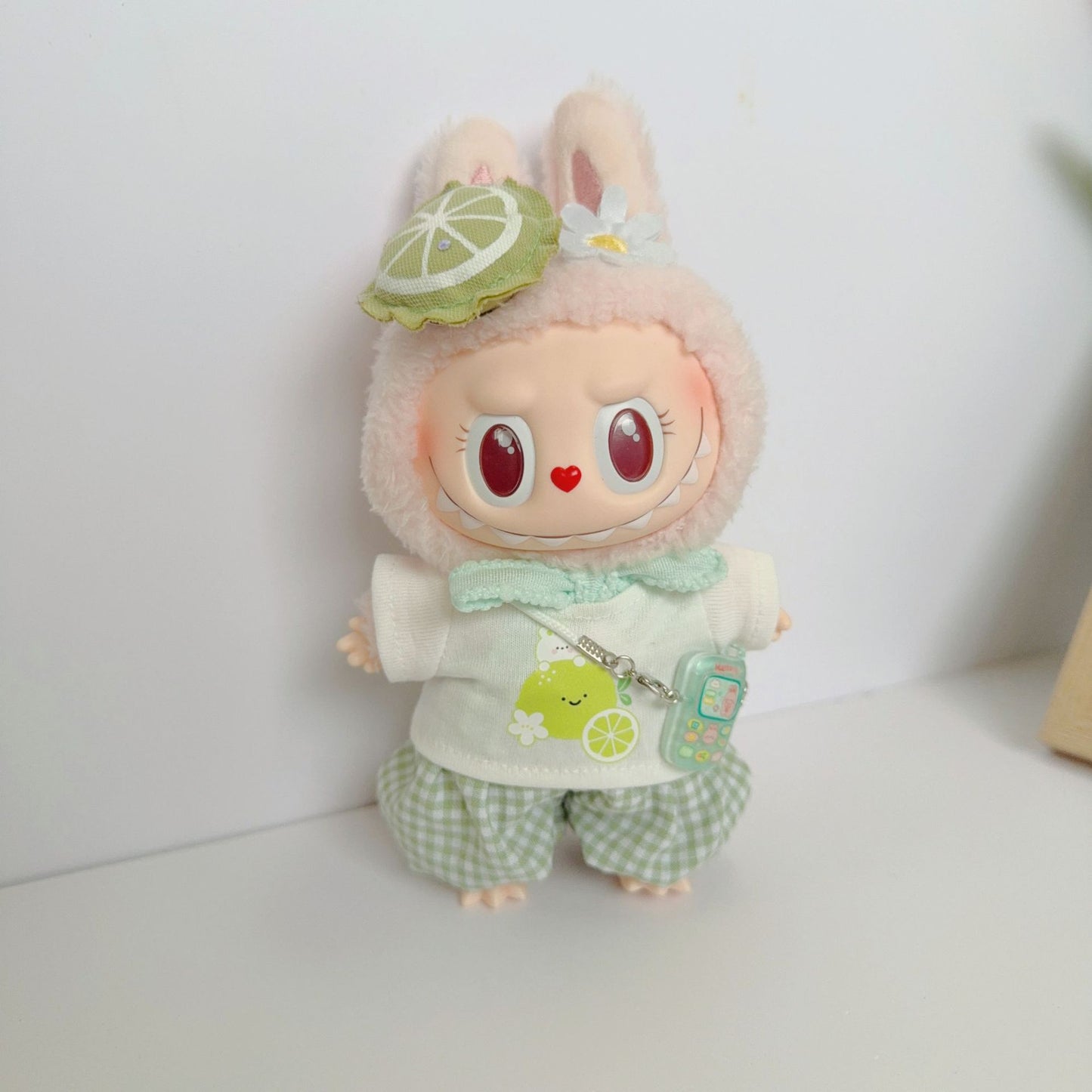 Blind box cloth clothes one, two and three generation key chain LABUBU for summer cool lemon orange suit adorable