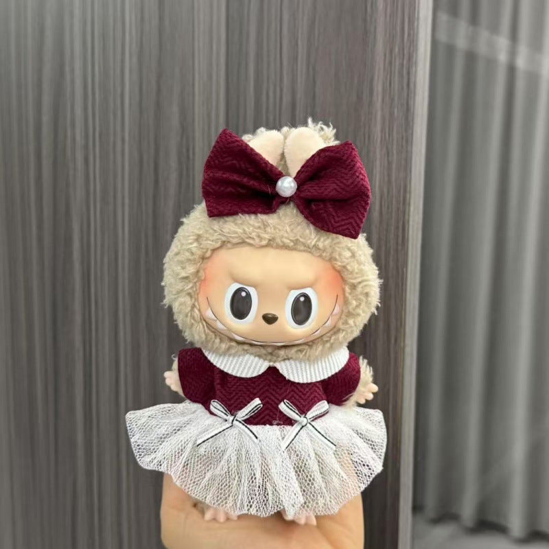 Rab cloth doll labubu17cm pendant one or two generations of vinyl plush doll suit accessories for clothes