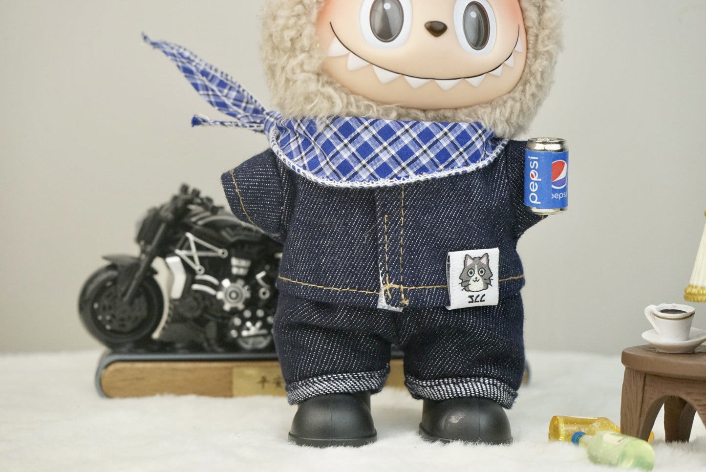 Labubu Doll Denim Outfit Set for 17cm Vinyl Doll