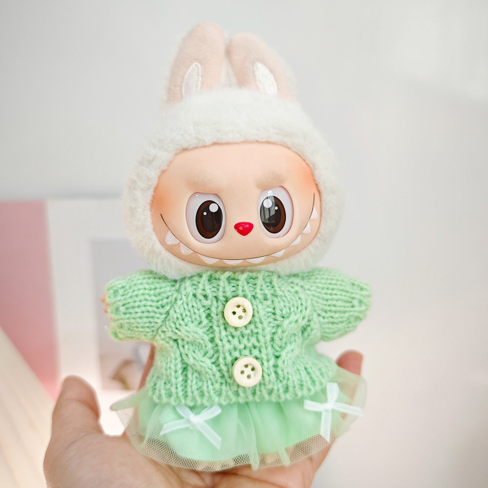 Labubu Doll Outfit - 17cm Sweater, Skirt & Accessories Set
