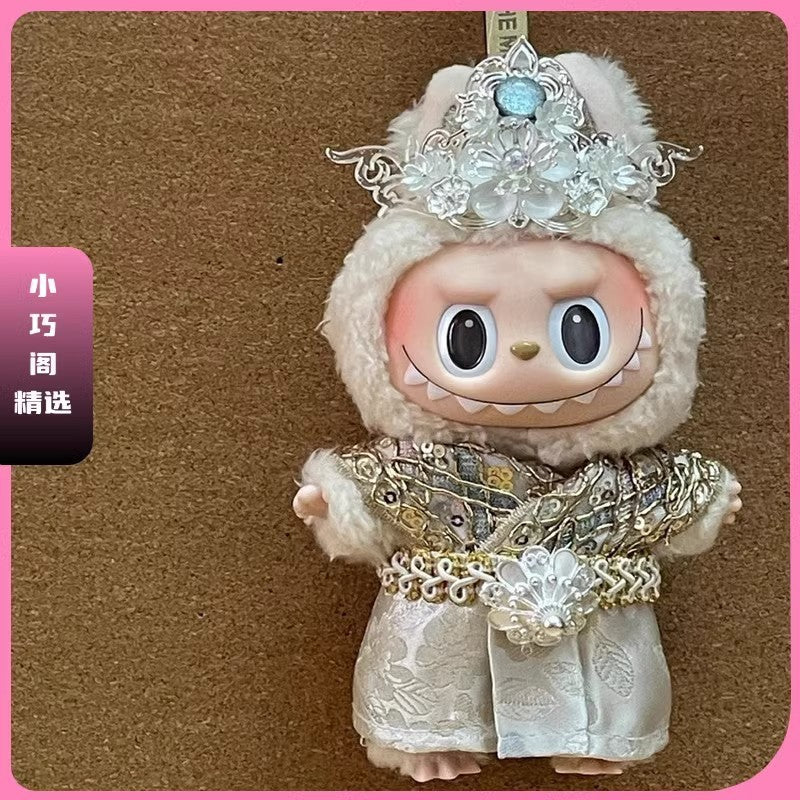 17cm Labubu Doll Indian Suit Clothes - Handmade Vinyl Outfit