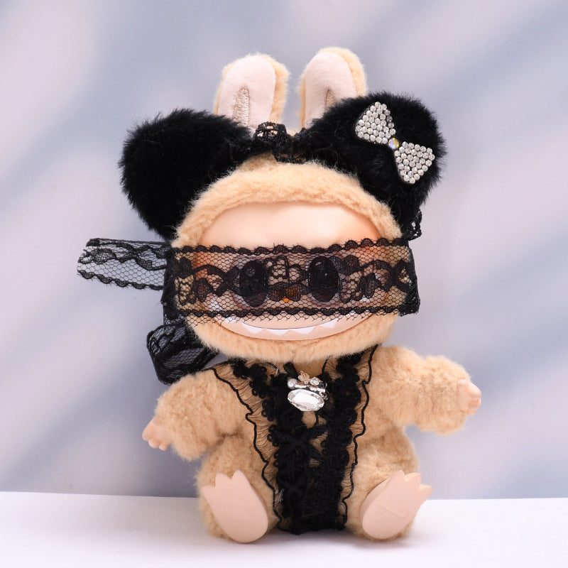 Labubu Doll Lace Blindfold Outfit for 1st & 2nd Gen Pendants - Black & White