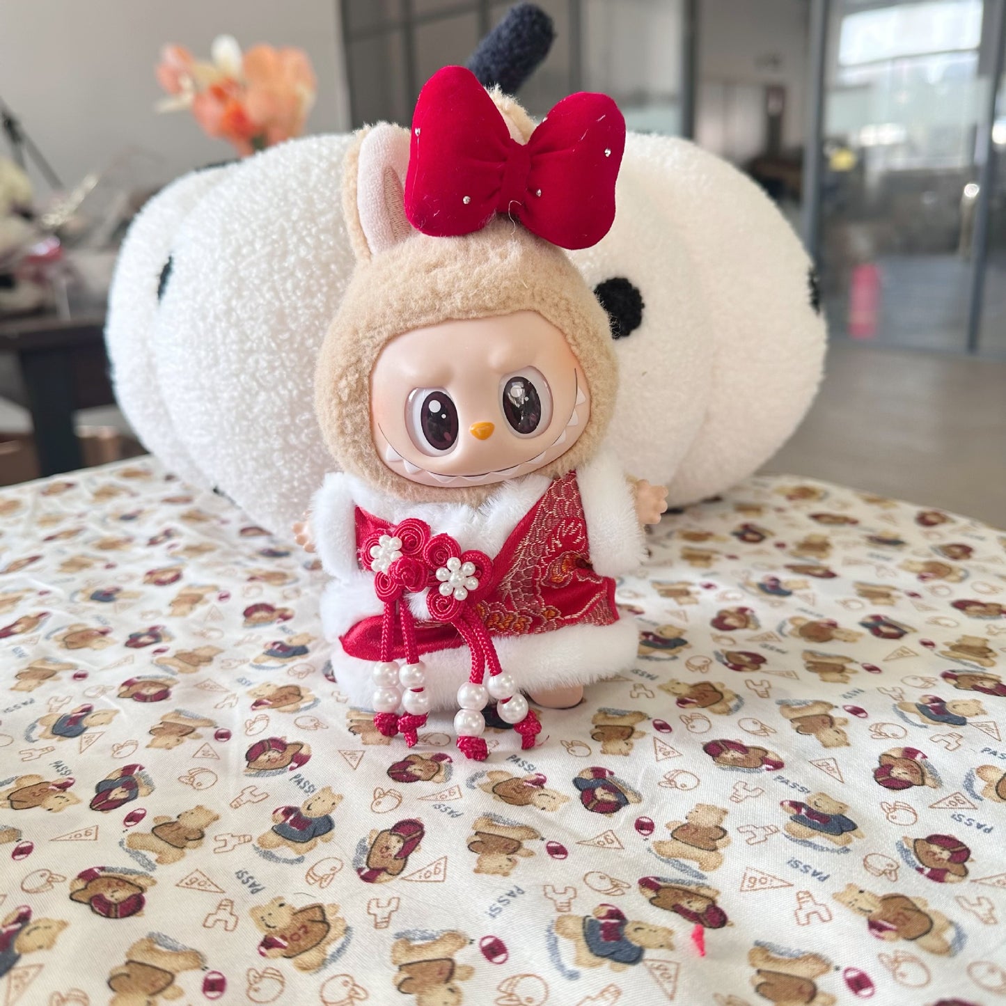 The first and second generation of blind box labubu new year clothes LABUBU sit party spring festival Tang dress for happy new year clothes