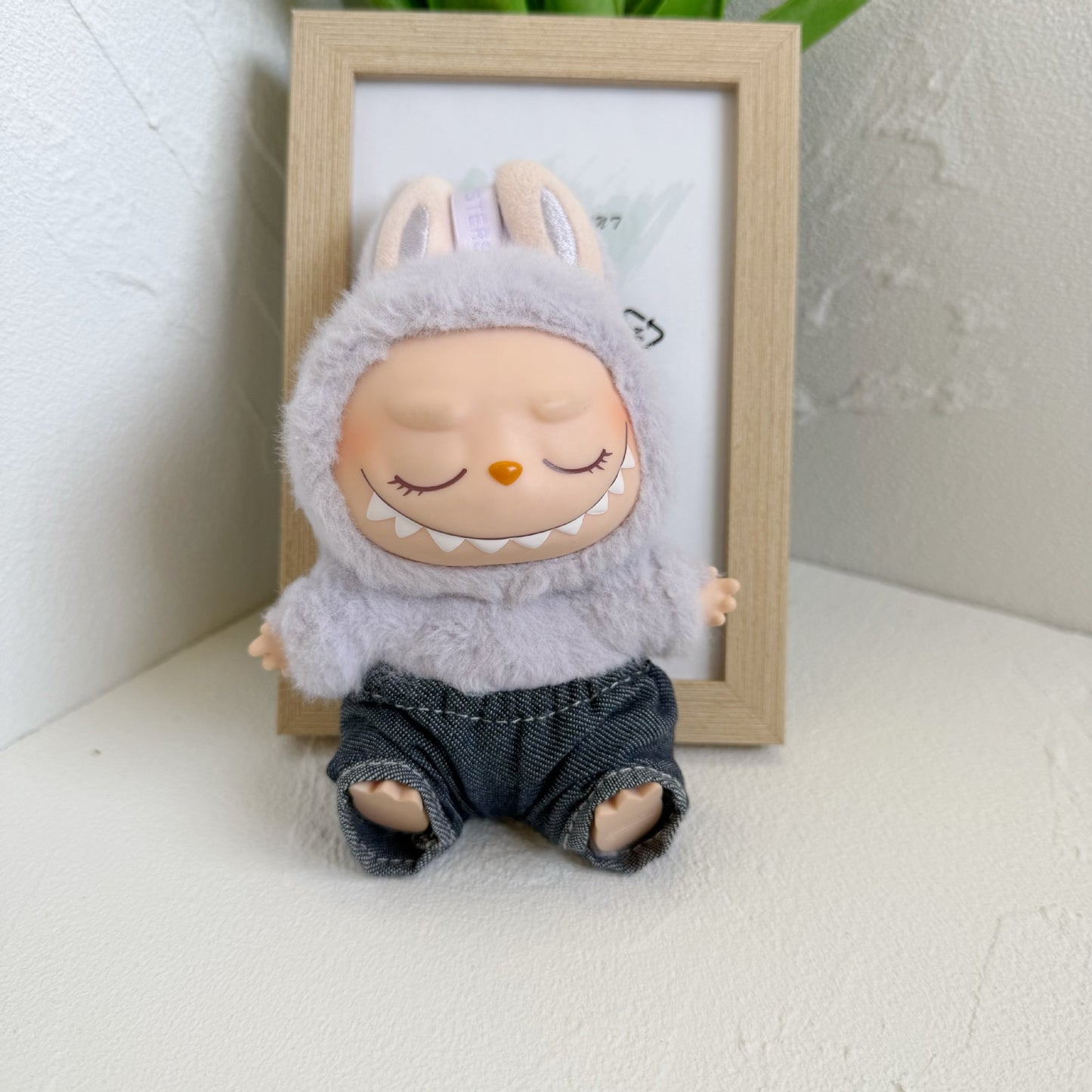 Labubu Doll Outfit - Beige Cardigan & Denim Set for 15&17cm Labubu