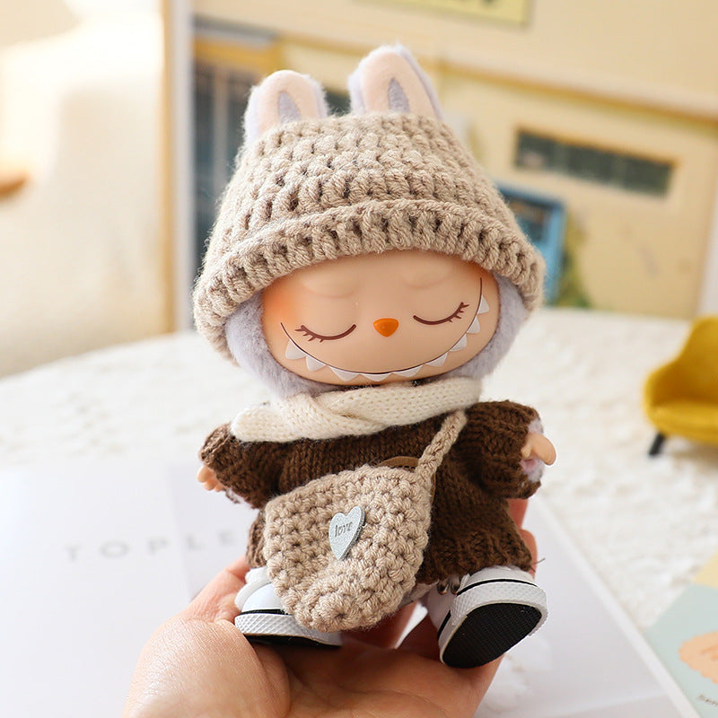 17cm labubu labubu pendant clothes generation 2 generation sitting party suit for sweater hat shoes