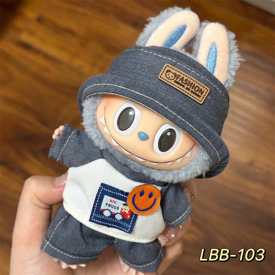 Labubu Wearable Baby Clothes Vinyl Labubu 17cm Doll Cute Dress-Up Casual Suit Skirt Plush Clothes