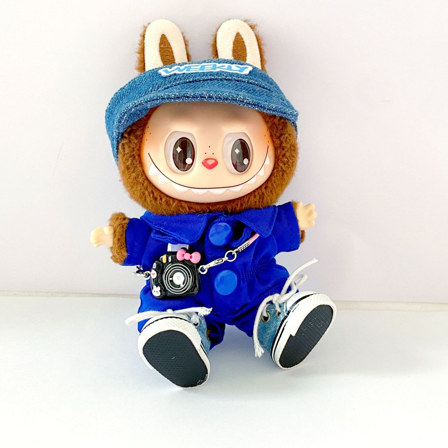 Labubu 17cm Doll Cute Overalls Outfit - Pink, Orange, Green, Blue