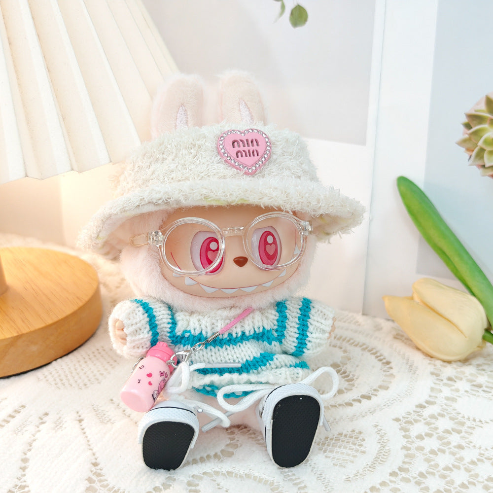 Clothing Only: First, Second, and Third Generation Blind Box Labubu Pendant Clothing, Sitting Labubu Party Doll Pink Sweater