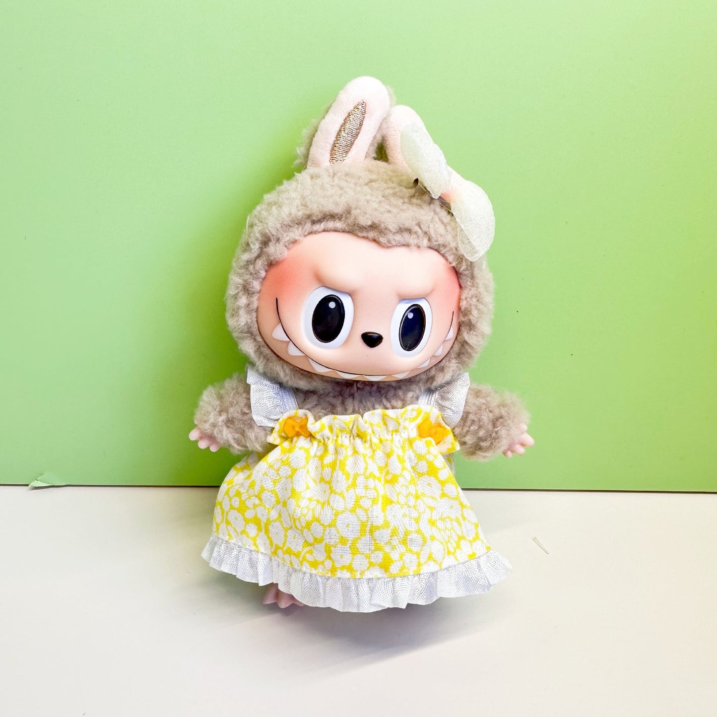15cm blind box pull cloth pendant clothes casual two-piece macaron labubu pendant doll plaid suit