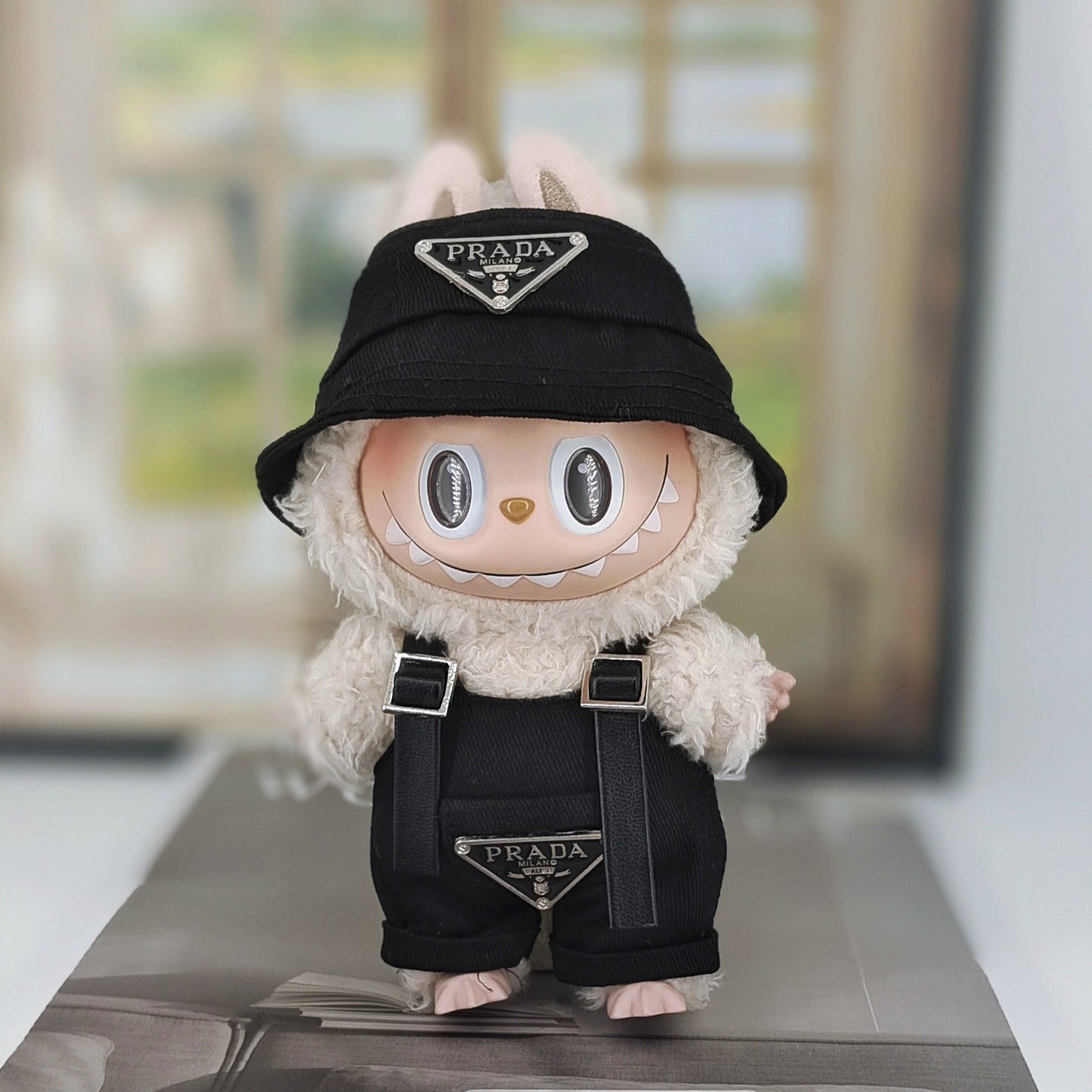 17cm Labubu Labubu Doll Coat 10cm Cotton Doll Lulu Pig Doll Three Year Old Triangle Strap Pants Fisherman Hat
