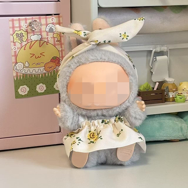 Labubu Doll Outfit - 17cm Baby Clothes Set with Bear Ear Hat