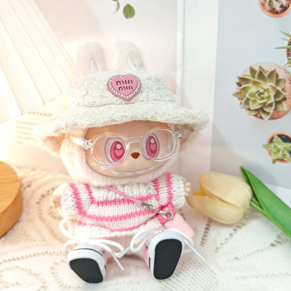 Clothing Only: First, Second, and Third Generation Blind Box Labubu Pendant Clothing, Sitting Labubu Party Doll Pink Sweater