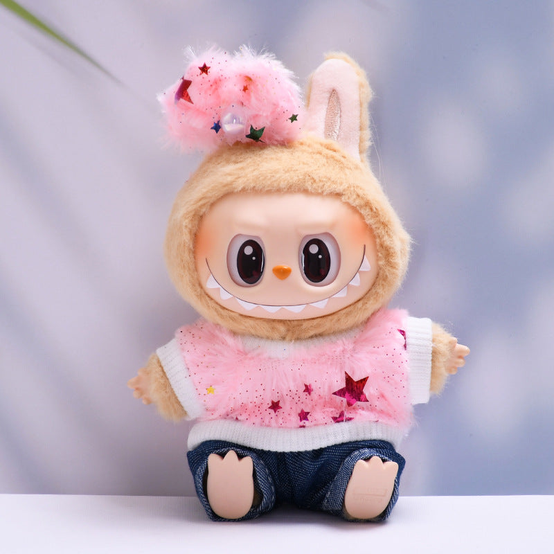 Labubu Doll Star Furry T-Shirt Outfit for 1st & 2nd Gen Pendants