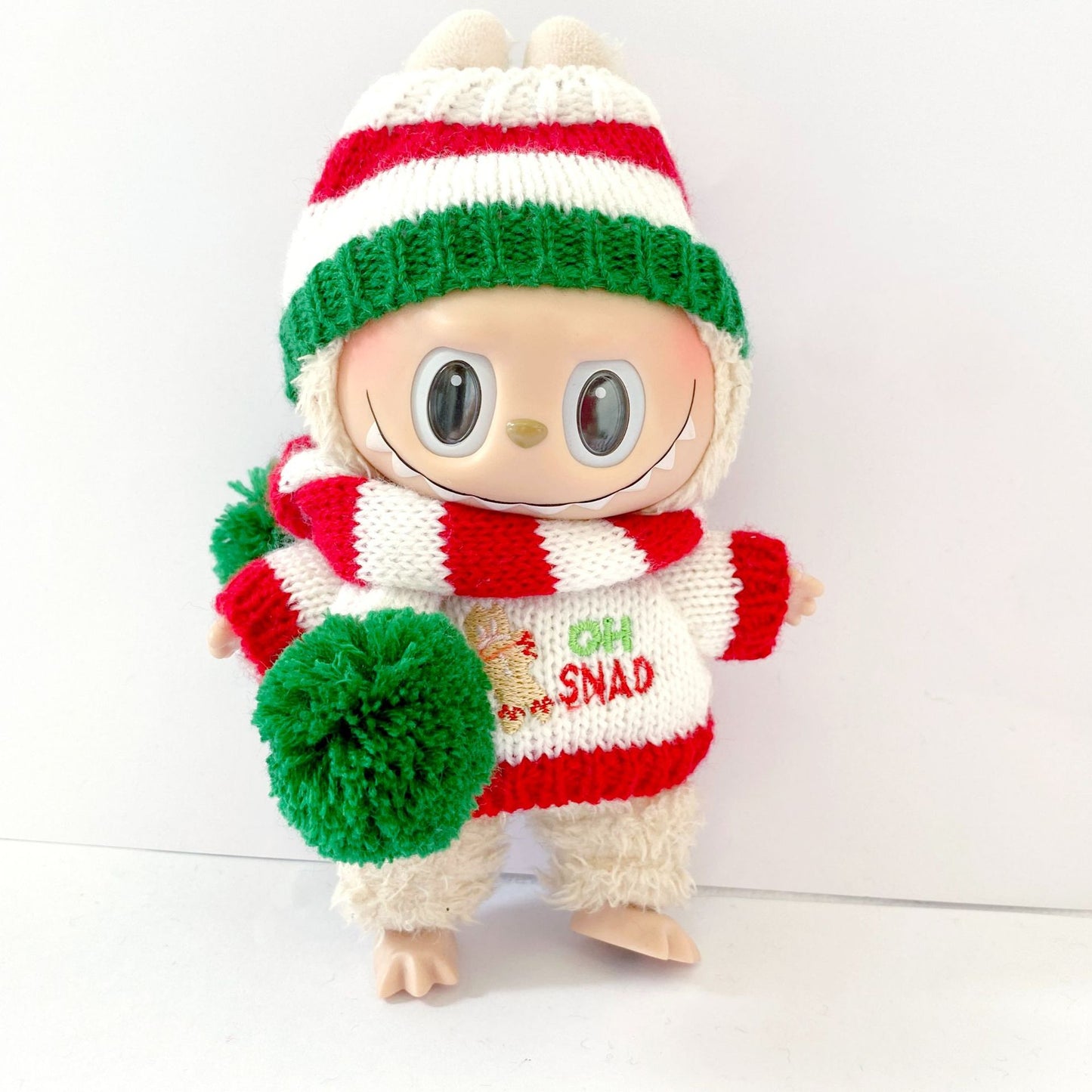 17cm Generation II Labubu Pendant Christmas Cloak Labubu Christmas Clothes Halloween Day Doll Clothes