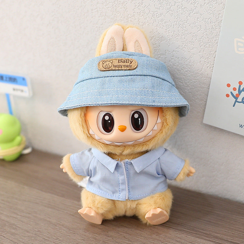 LABUBU cloth clothes sit party heart Macaron 17cm 15cm vinyl pendant hat shirt