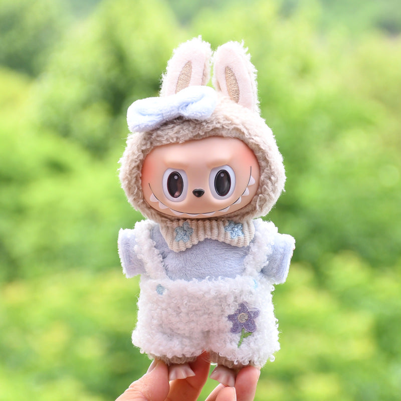Labubu Doll Clothes - Plush Lazy Three-Piece Set for 17cm Pendant Doll