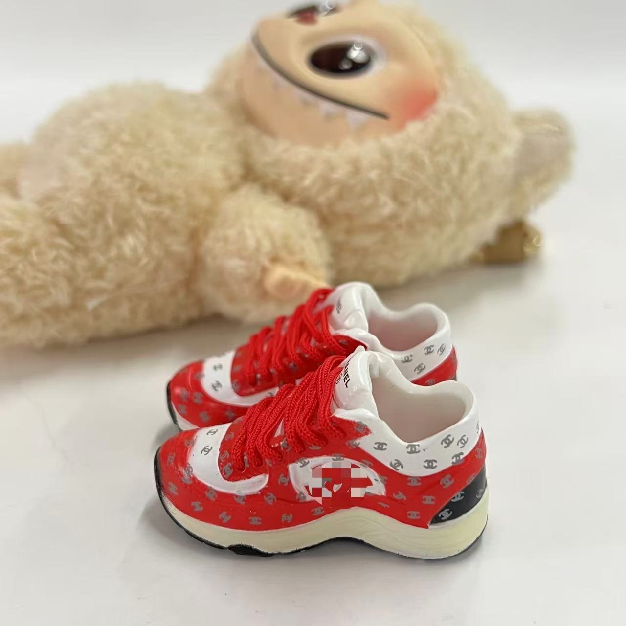 Labubu Plush Doll Clothes 17cm Plush Vinyl Doll Bag Hanging Replacement Shoe Model Pendant Blind Box