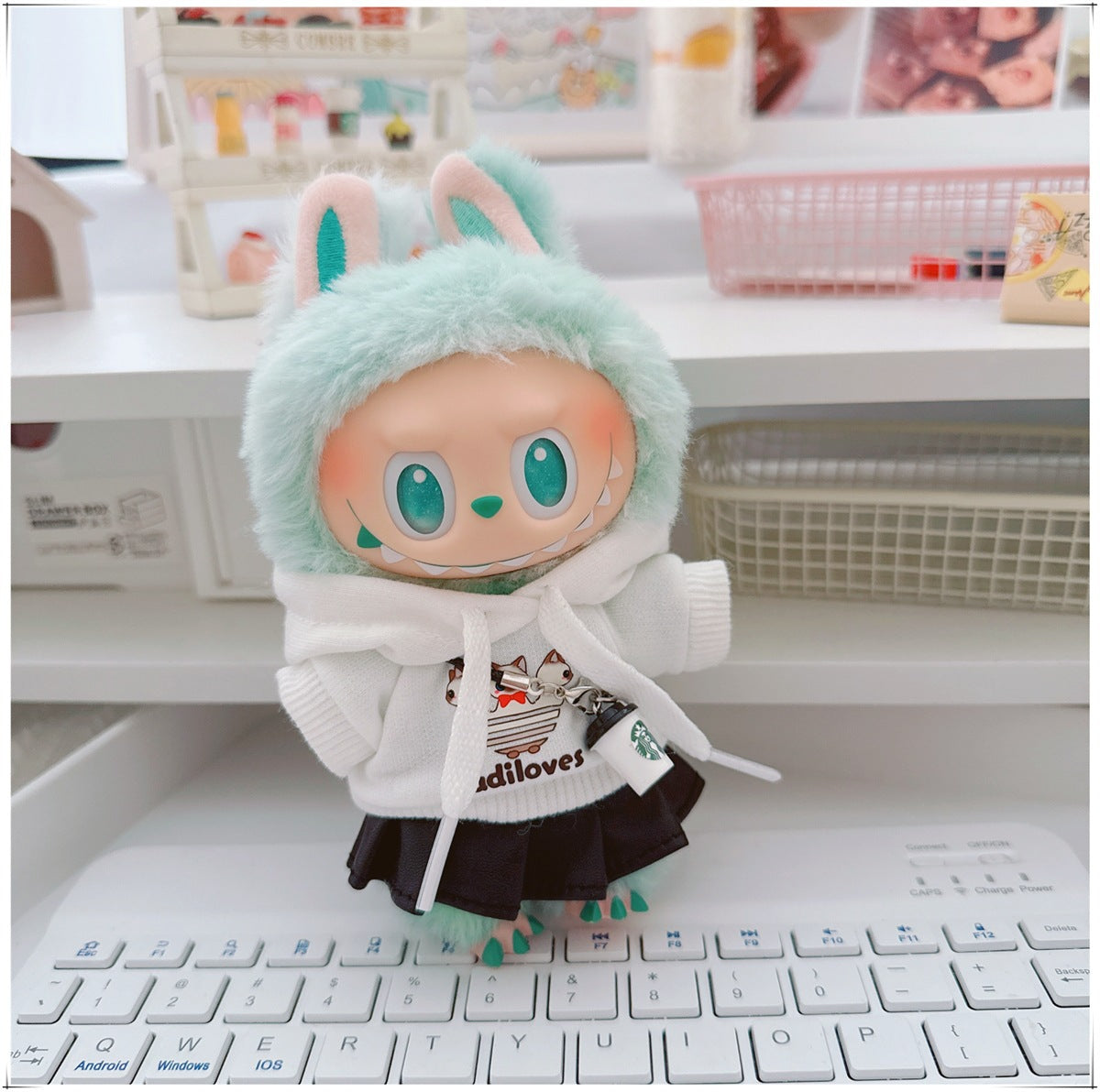 Labubu Doll Clothes - Trendy Hooded Sweatshirt & Pants for 10cm & 17cm Dolls