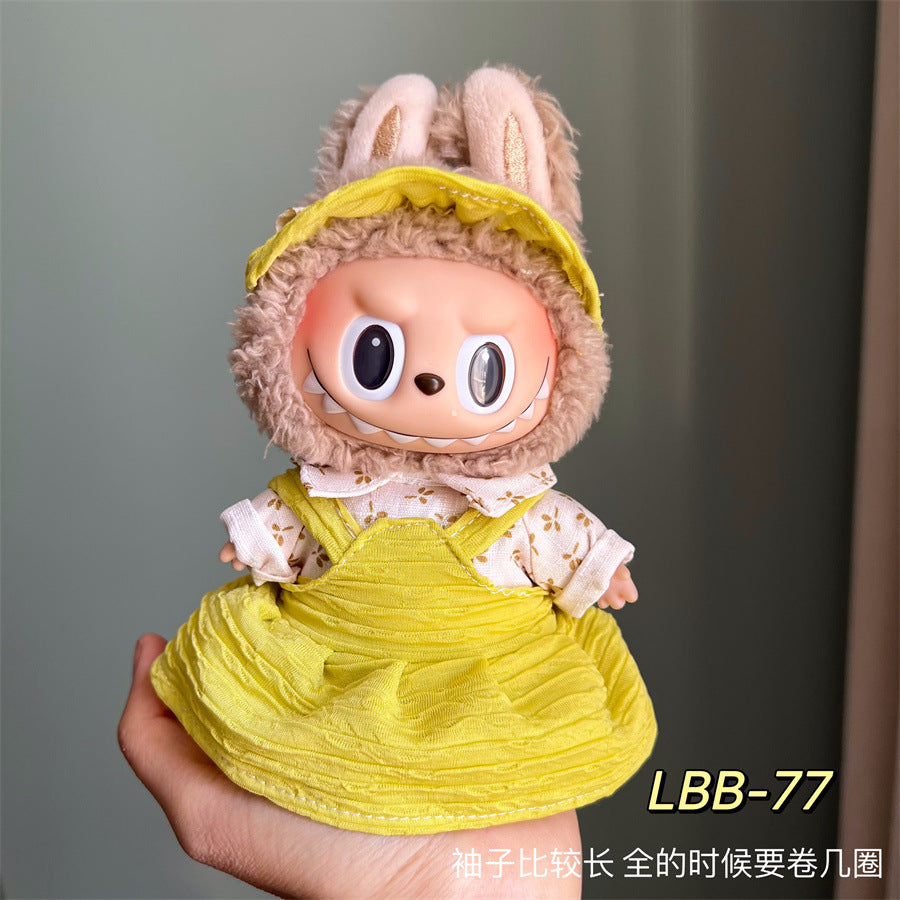 Only clothes for sale cloth baby clothes 17cm plush vinyl labubu sit party generation two generation for suit