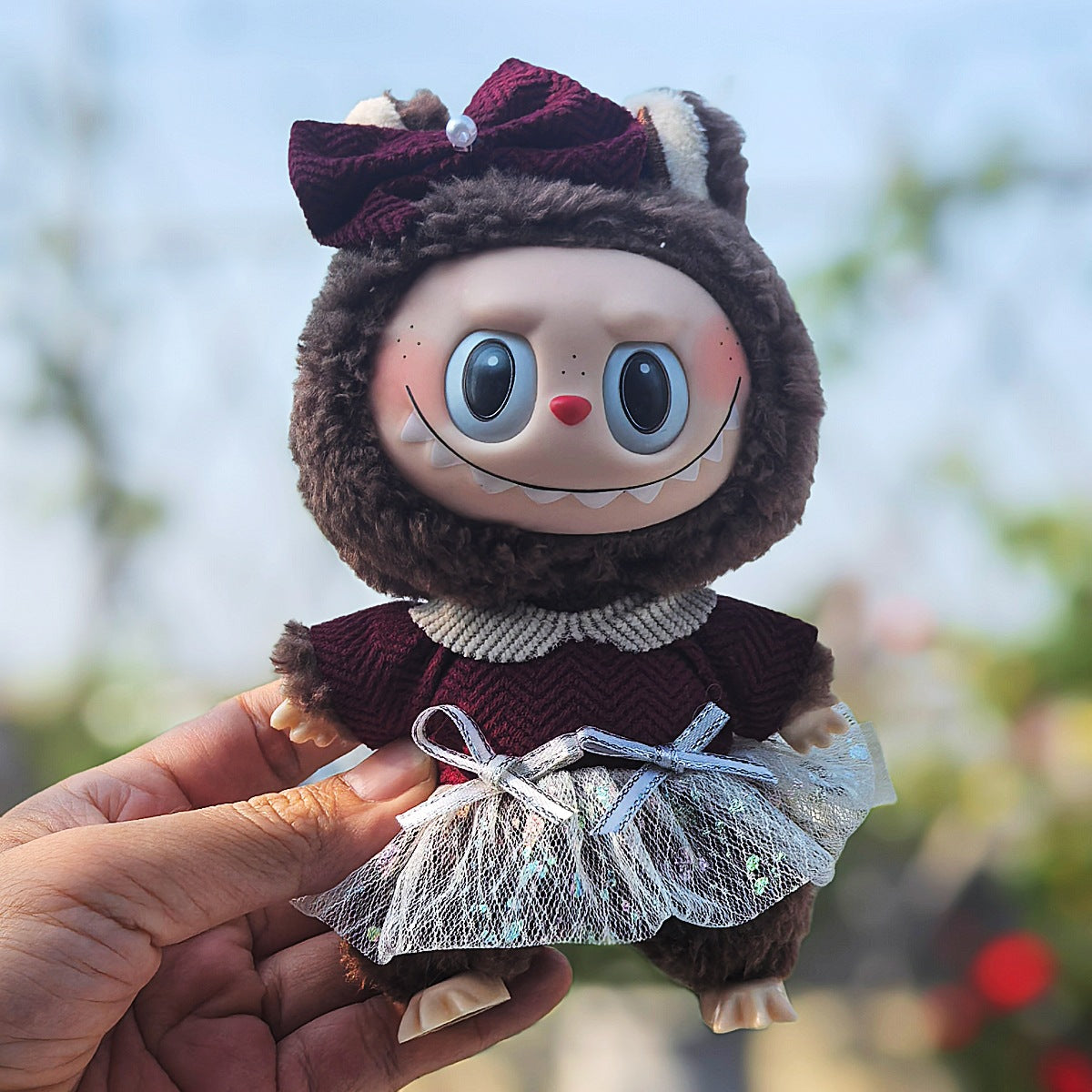 Super Q cute labubu doll 17cm pendant generation for doll plush doll vinyl face change