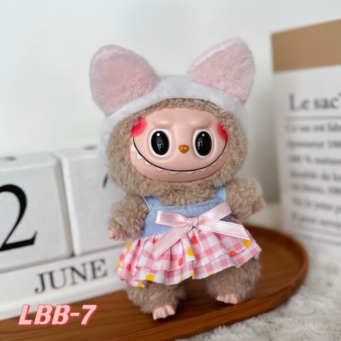15-17cm labubu Sitting Party Doll Clothes 17cm Vinyl Labu Cute suit Clothes Plush Play