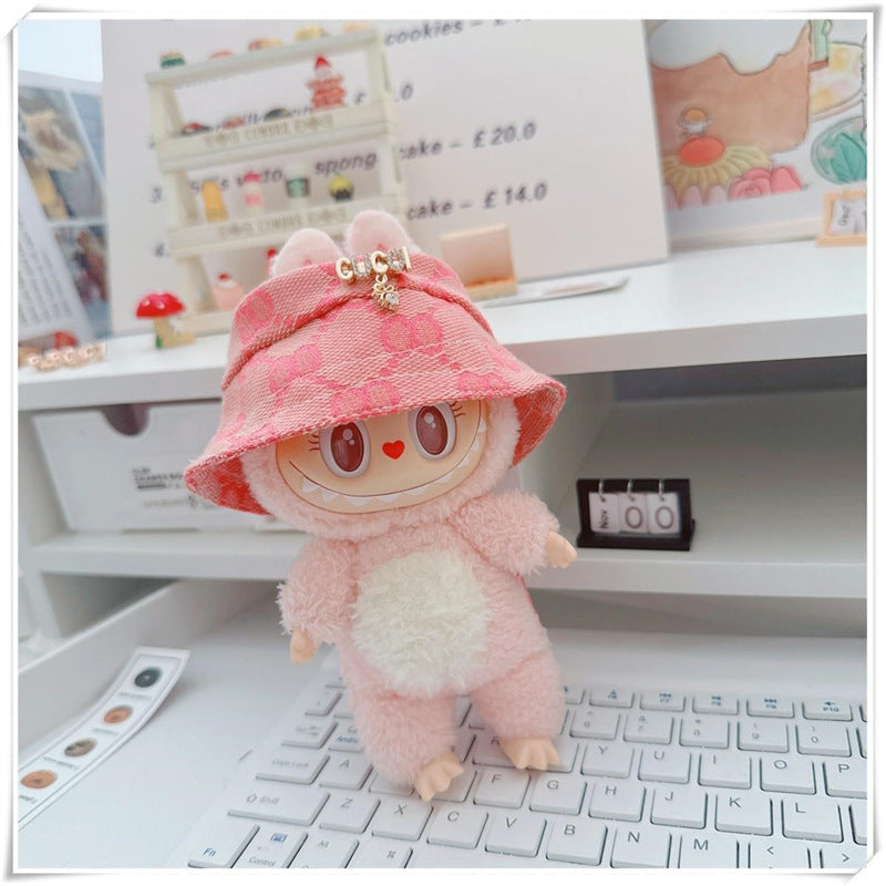 First and Second Generation Labubu Baby Clothes 17cm Labubu Sitting Party Labubu Clothes Bow Hat Overalls