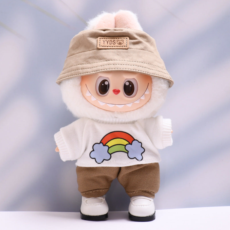 Labubu Doll Baby Clothes Outfit - White T-Shirt & Pants Suit Set