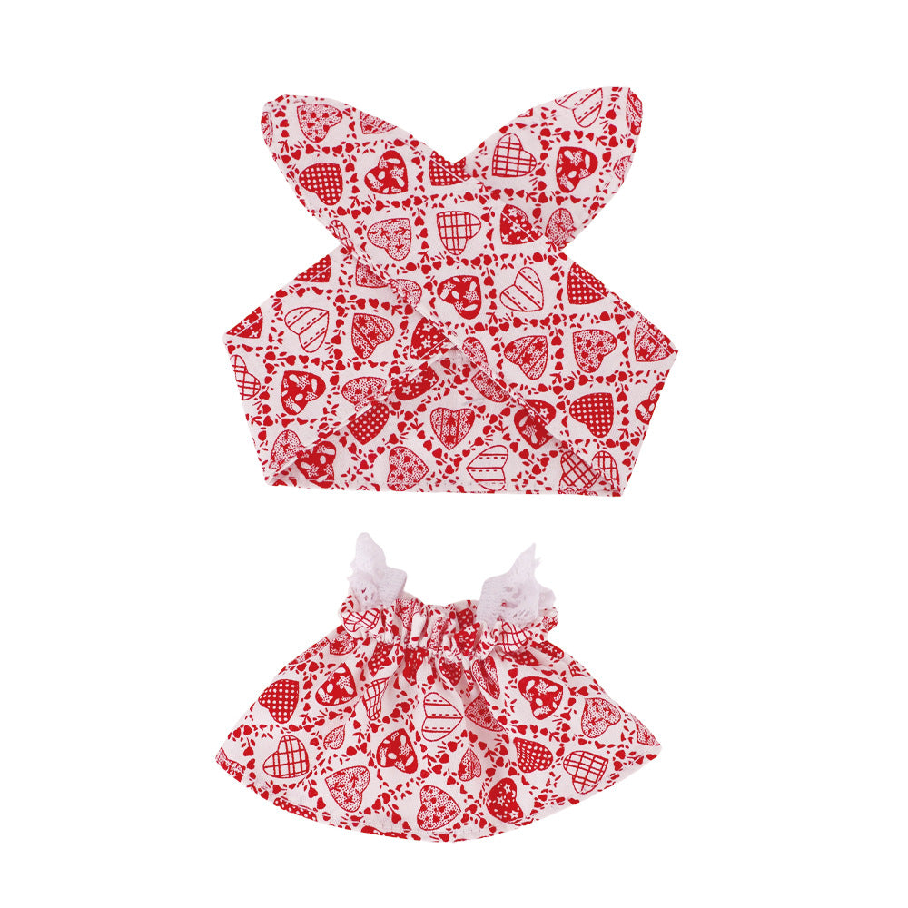 Labubu Doll Floral Dress with Hair Accessories for Sitting Party