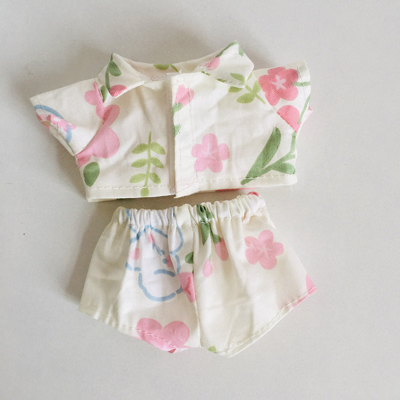 17cm Vinyl Plush Doll Clothes Rags Cloth Pendant Floral Shirt Shorts Clothing Accessories Doll Doll Clothes