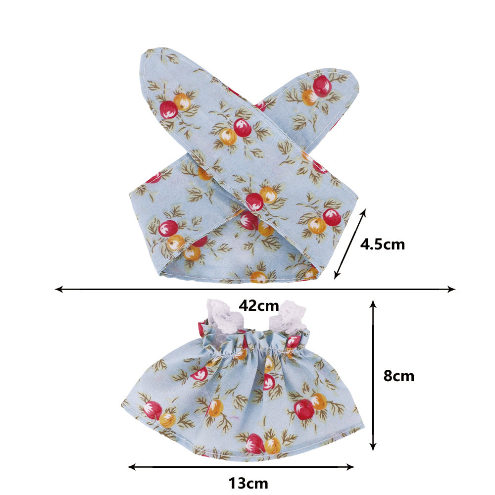Labubu Doll Floral Dress with Hair Accessories for Sitting Party