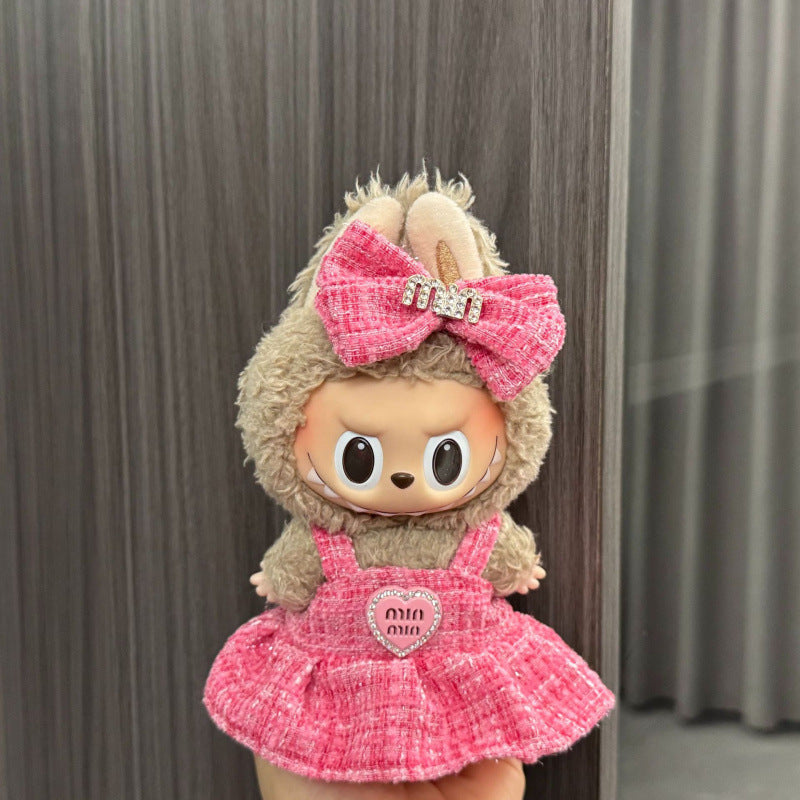 Rab cloth doll labubu17cm pendant one or two generations of vinyl plush doll suit accessories for clothes