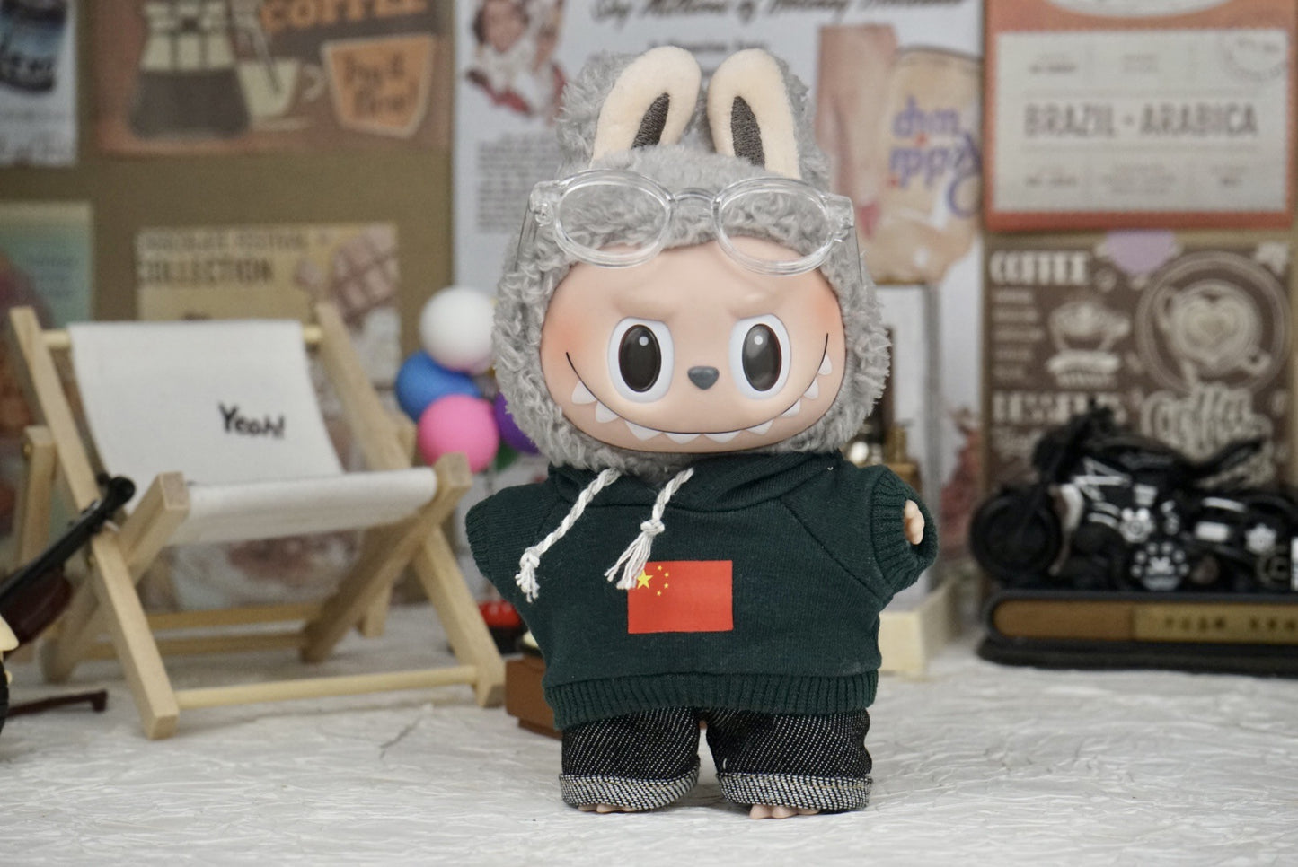 17cm Labubu Doll Hooded Vest Outfit - DIY Matching Clothes