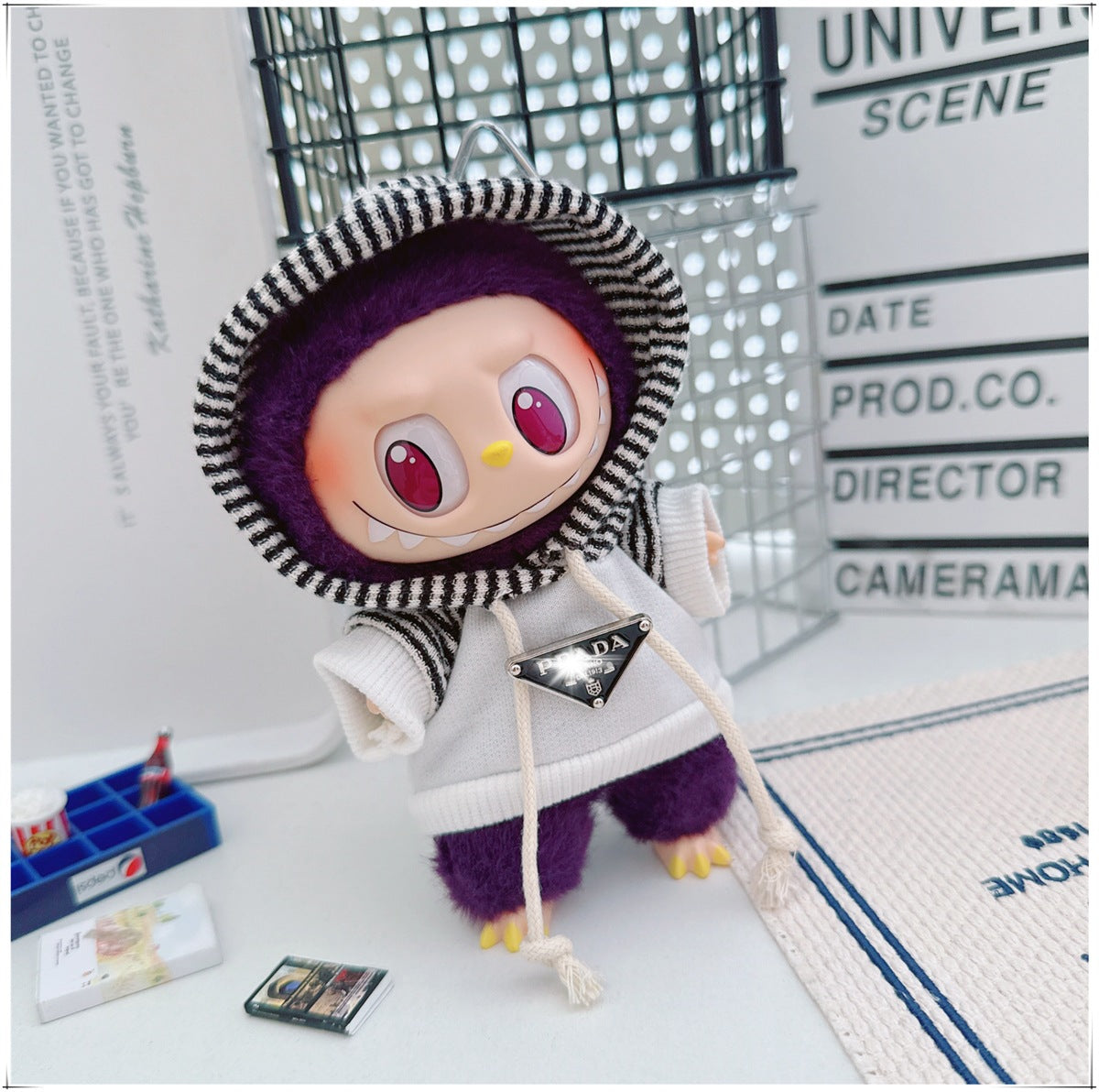 Labubu Doll Outfit - Striped Sweater & Hat Set for 17cm Labubu