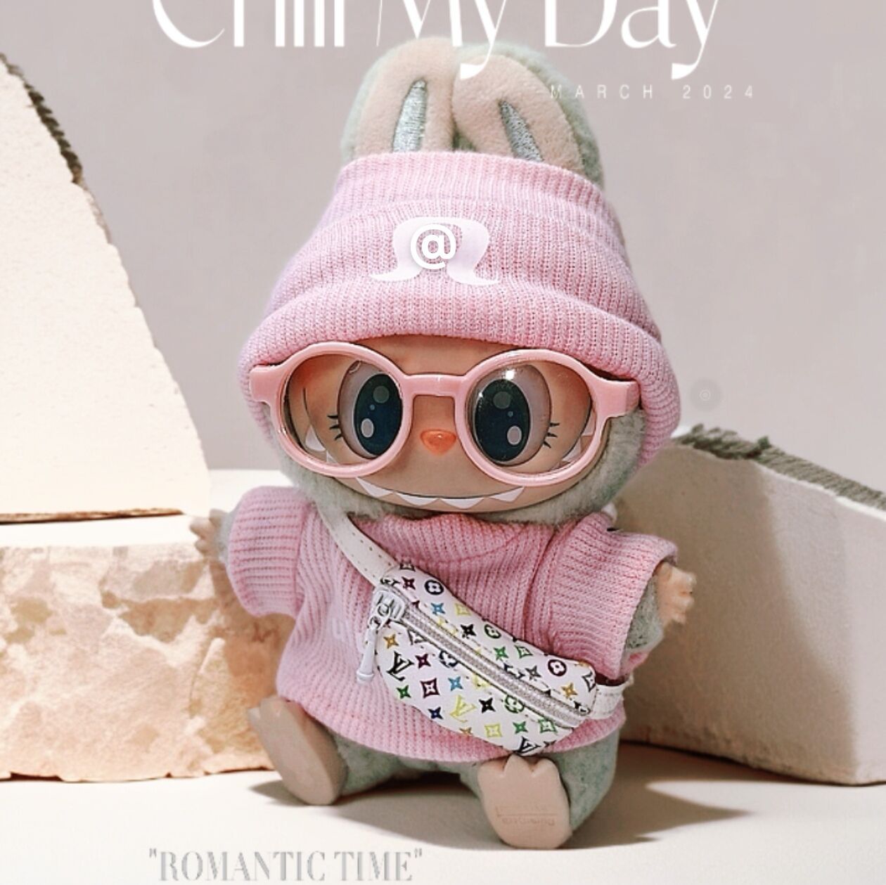 17cm Labubu Doll Pink Two-Piece Outfit Set