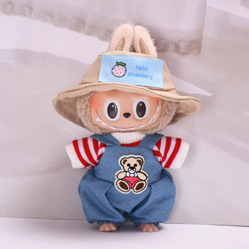 Labubu Doll Bear Suspenders Outfit for 17cm Vinyl Dolls