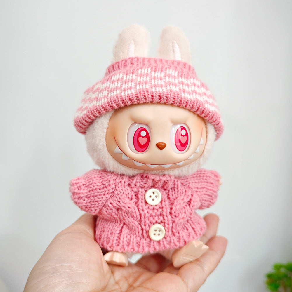 Labubu Doll Outfit - 17cm Sweater, Skirt & Accessories Set