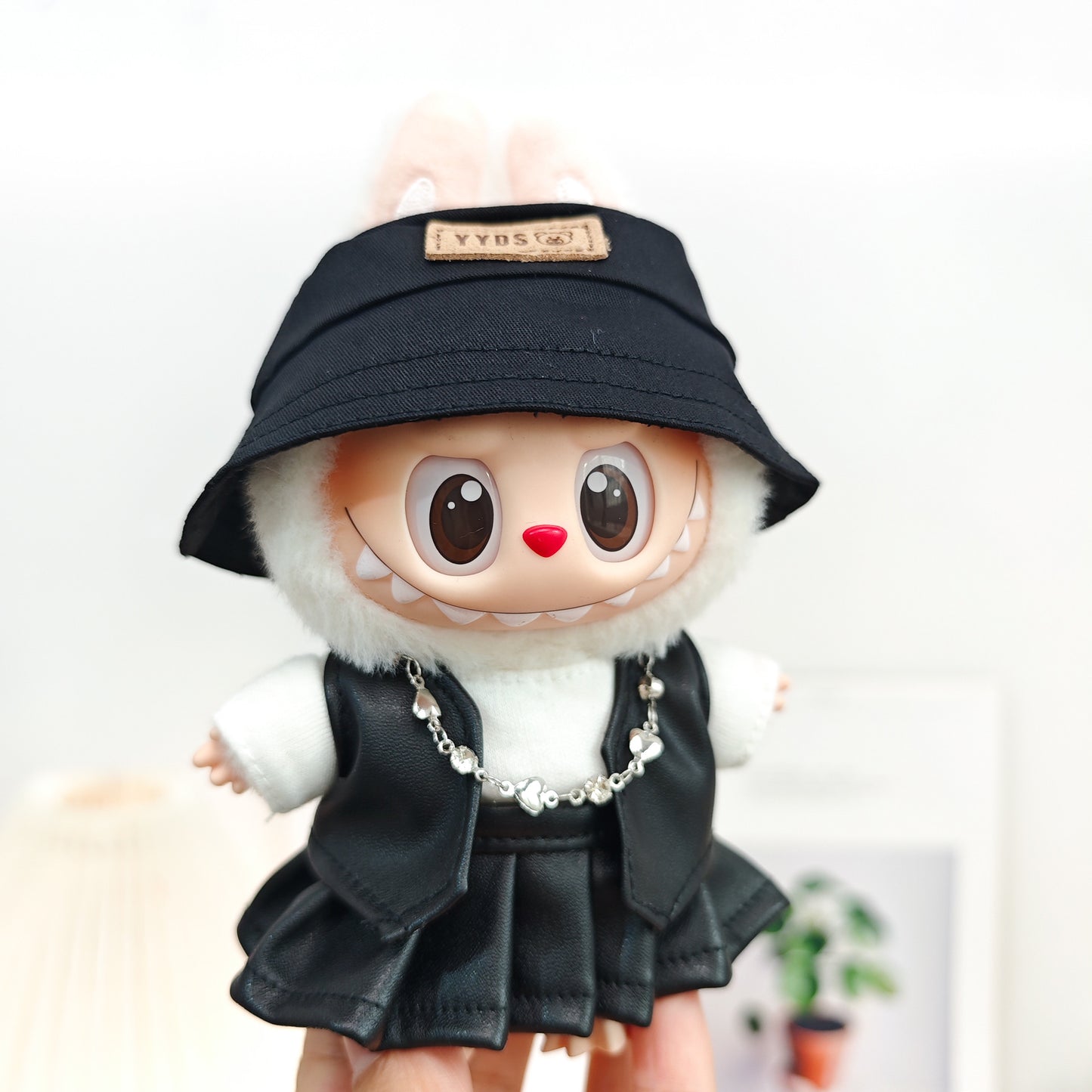 Labubu Doll Leather Outfit Set - Vest, Pants, Skirt & Accessories