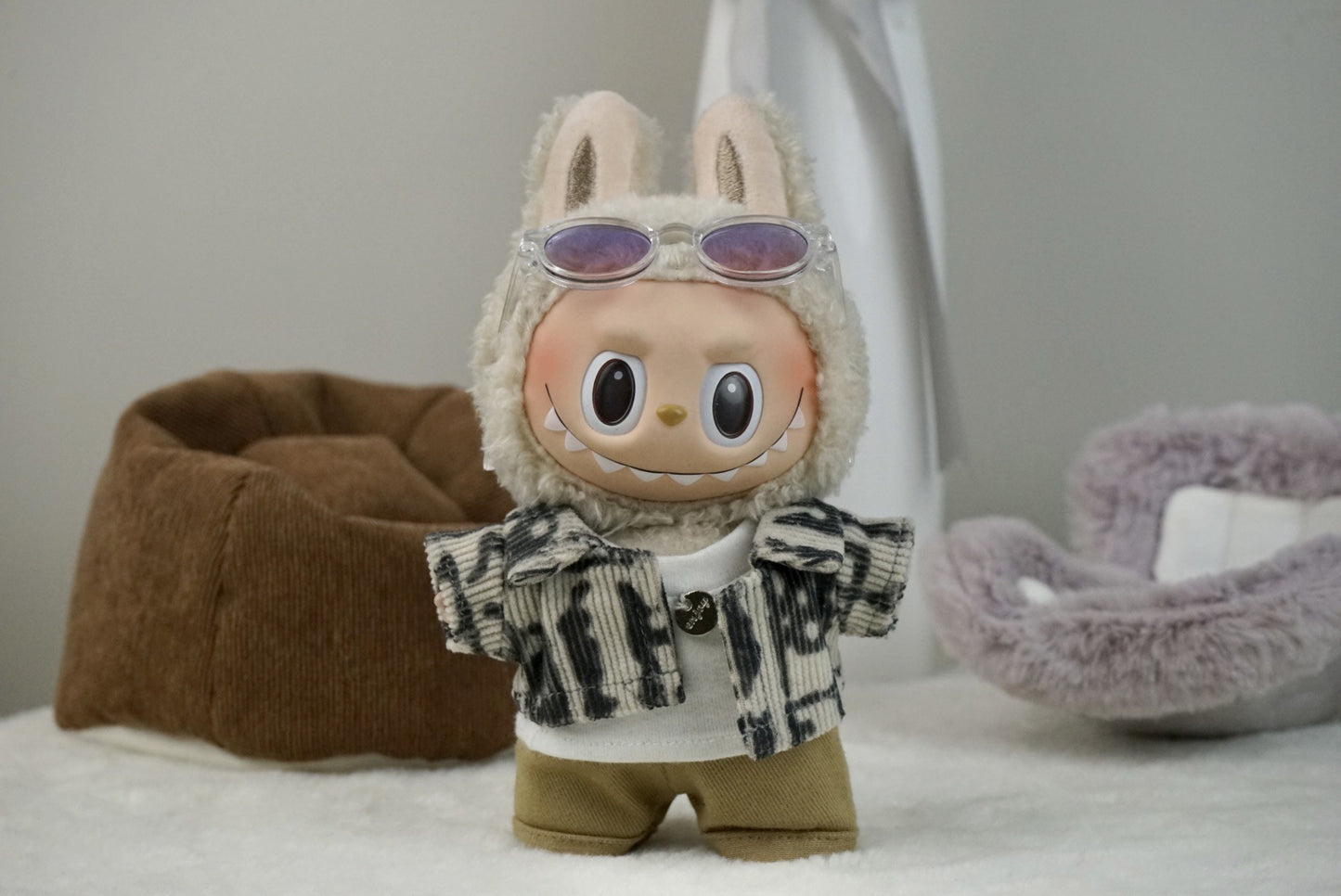 17cm Labubu Doll Retro Street Sweet Outfit Set