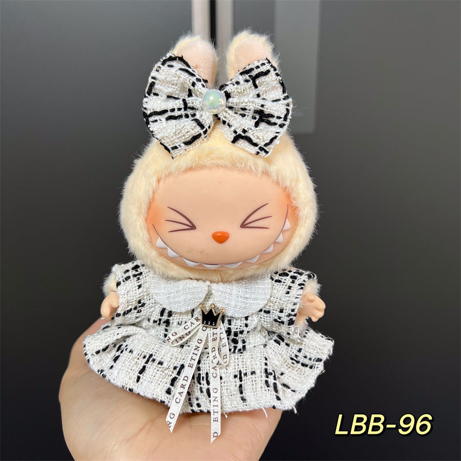 Labubu Wearable Baby Clothes Vinyl Labubu 17cm Doll Cute Dress-Up Casual Suit Skirt Plush Clothes