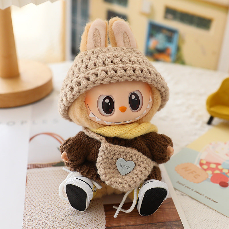 17cm labubu labubu pendant clothes generation 2 generation sitting party suit for sweater hat shoes