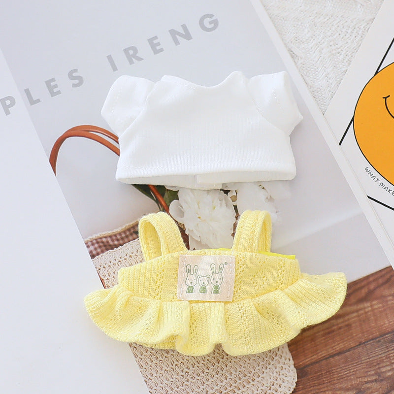 Generation II Blind Box Labubu Hanging Clothes Rab Cloth Sit Party Clothes Doll Summer Straw Hat Skirt