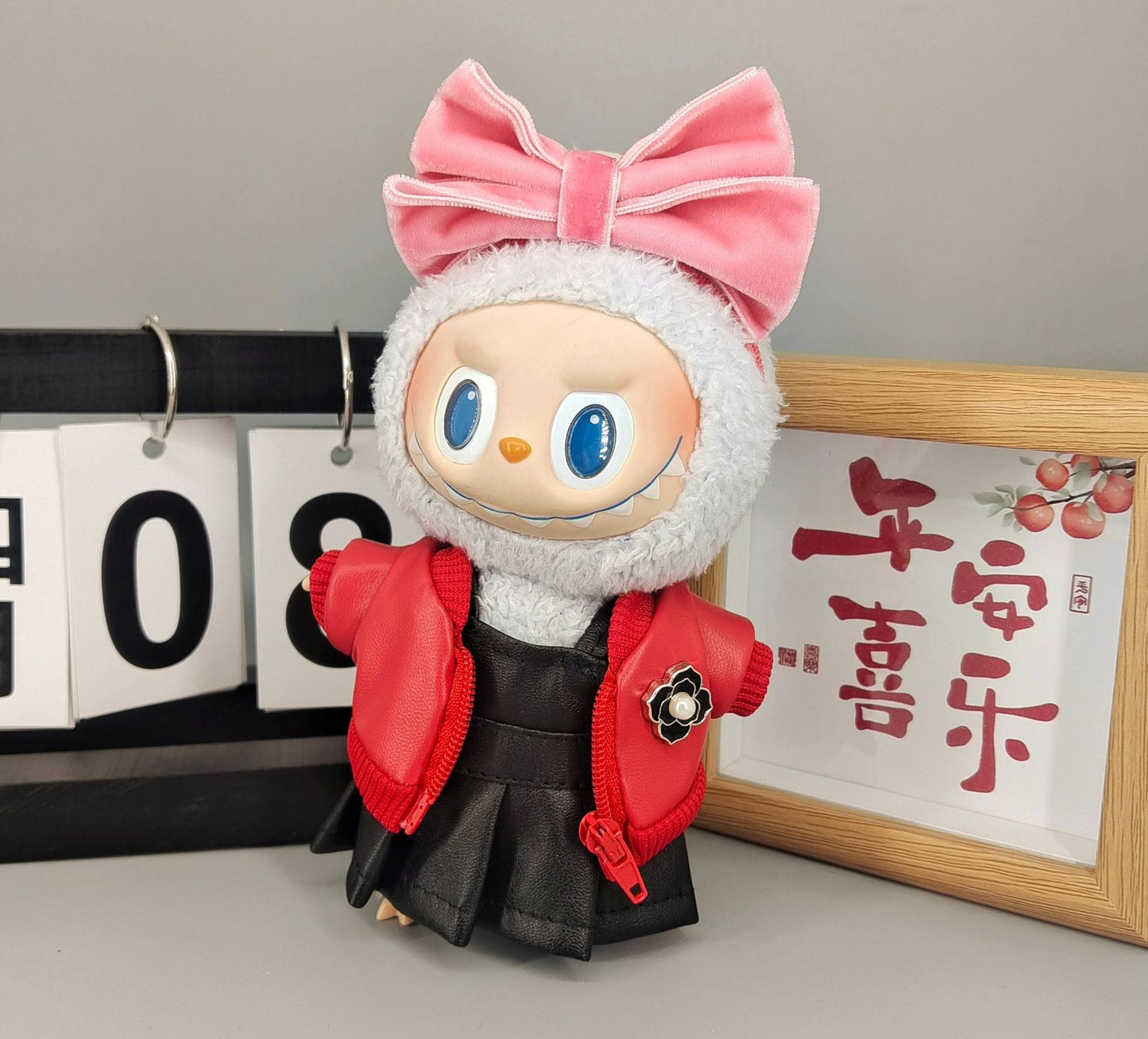 17cm Labubu Doll Clothes - Leather Outfits & Accessories for 1st/2nd Gen