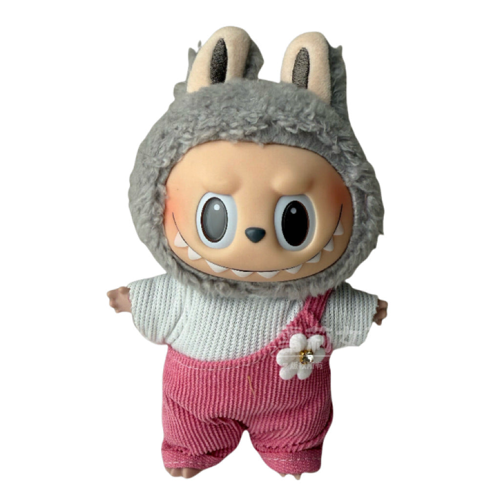 Labubu Doll Outfit - 17cm Baby Clothes with Straw Hat & Sling Dress